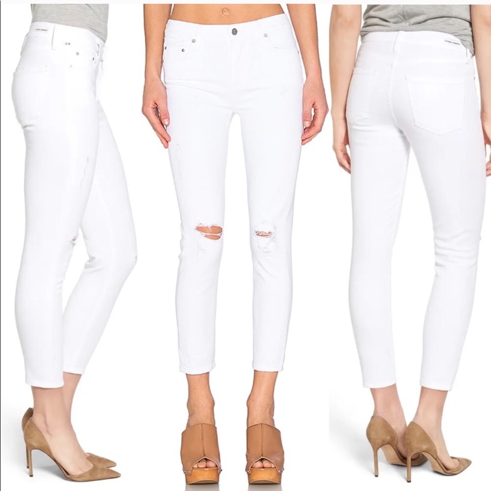 Citizens Of Humanity White Rocket Crop High Rise Skinny Denim